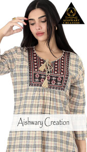 Maillard durable 100% coton tenue décontractée motifs floraux solides tuniques midi pour la saison d'automne Logo arrière tissé - Product Image 2