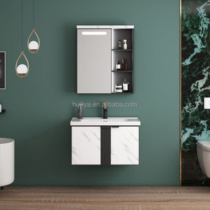 Mueble de Baño Moderno de Aleación de Aluminio, Montado en la Pared, con Lavabo de Cerámica Integrado, 40 <span class=keywords><strong>cm</strong></span> de Ancho, Compacto para Espacios Pequeños - Product Image 2
