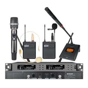Système de microphone sans fil OEM EIF à double canal et styles multiples, dynamique et à condensateur, idéal pour les performances scéniques en duo, modèle HD-1000 - Product Image 1