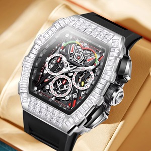 Drioshipping Fancy Custom Logo Man <b>Mechanical</b> <b>Watch</b> Superior Silicone Band Luminous Hollow Out Bling Business <b>Watch</b> Set - Product Image 6