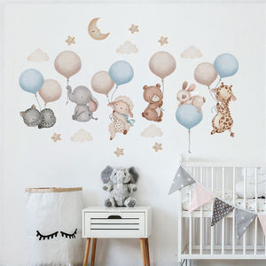 Cartone animato animale palloncino con nuvola in PVC decalcomanie da parete rimovibili per camera dei bambini adesivi decorativi per la decorazione della casa - Product Image 3