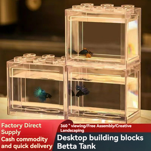 Mini aquarium carré écologique en plastique pour bureau, idéal pour Betta et poissons rouges, décoration domestique - Product Image 6