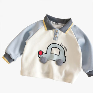 Camiseta de Manga Larga con Cuello Tipo Polo para Niños, Estilo Coreano, con Dibujo Animado de Auto, Primavera 2026 - Product Image 4