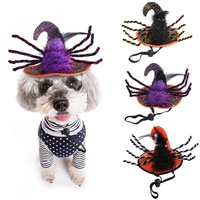 Serre-tête en feutre magique pour chat d'Halloween avec motif araignée et voile noir - Accessoires de costume amusants pour animaux de compagnie