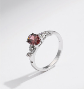 S925 <b>Silver</b> Women's <b>Garnet</b> Oval Cut <b>Ring</b> Prong Setting Romantic Gemstone Engagement channel setting <b>Ring</b> - Product Image 3