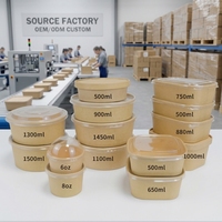 Bol à salade carré en papier imprimé sur mesure avec couvercle, conteneur jetable écologique pour la restauration à emporter