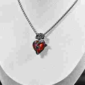 Gothic Rose Red Love Necklace with Dainty Silver Heart Pendant Women's Fashion Rope <b>Chain</b> Jewelry Personalized Wedding Gifts - Product Image 4