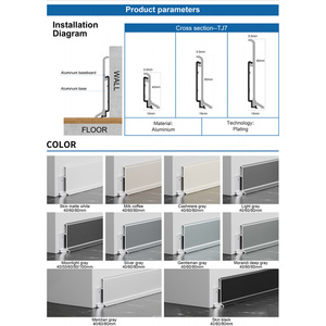 Plinthe moderne en alliage d'aluminium 6063-T5, finition diamantée, revêtement en poudre, stock usine, installation facile - Product Image 3