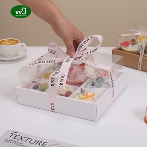 Vvg Bán hàng nóng tùy chỉnh cupcake bao bì hộp 6 9 12 lỗ phân hủy sinh học Kraft Cốc Giấy hộp bánh với nắp rõ ràng - Product Image 2