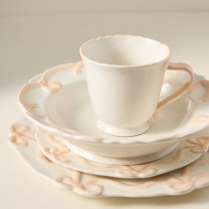 Juego de regalo único con piezas decorativas con lazo, decoración de mesa, artículos para bebidas, taza de café de cerámica personalizada para capuchino y espresso - Product Image 6