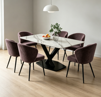 Ensemble de table à manger moderne en céramique et marbre avec chaises, mobilier de restaurant contemporain, table de cuisine rectangulaire en gros