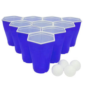 Vasos de <span class=keywords><strong>Juego</strong></span> de Beer Pong Hexagonales Coloridos para Fiestas en Bares y Piscinas, Vasos de Plástico Rojos con Ping Pong - Product Image 3