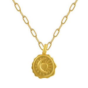 Acero inoxidable 18K chapado en oro joyería Solar <span class=keywords><strong>Eclipse</strong></span> Celestial sol joyería collar Luna corazón sol Luna collar F mujeres - Product Image 6