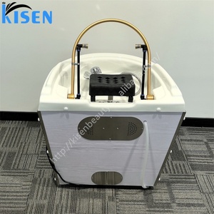 อ่างสระผมแบบพกพา Kisen Popular ขนาด 60 ลิตร รูปทรงครึ่งวงกลม พร้อมเครื่องทำน้ำอุ่น เก้าอี้สระผมแบบเตียง สำหรับร้านเสริมสวย ร้านทำผม และสปา - Product Image 6