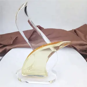 Hot Sell Crystal Yellow With White Wing Shape Crystal Trophy For Dancing Award