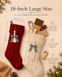 Grandes chaussettes de Noël en tricot pour la décoration de fêtes de famille, chaussettes de Noël pour les fêtes de fin d'année - Product Image 2