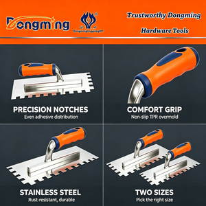Dongming Verputzkelle aus Edelstahl mit gezahnter Kelle und Soft-Grip-Griff – Bauhandwerkzeug für Wandverputzarbeiten - Product Image 2