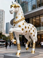 Sculpture de cheval réaliste et élégante en fibre de verre et résine pour parc d'attractions et magasin à thème