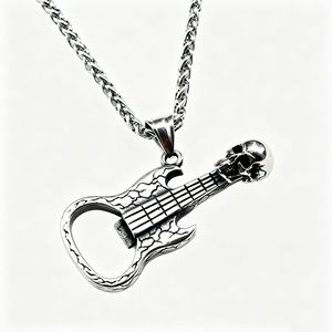 yunnique Skeleton Guitar Pendant <b>Titanium</b> Steel Necklace Unisex Party Jewelry <b>Chain</b> Accessory - Product Image 3