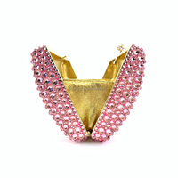 OC4357 Magnifique Pochette Rose en Strass et Cristal pour Filles, Grande Pochette de Soirée Ornée de Pierres, Mini Sacs à Main