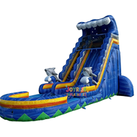 Toboggan aquatique gonflable en PVC sur le thème des dauphins pour usage commercial, extérieur et domestique