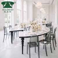 Table de banquet extérieure moderne en fer noir à combinaison libre, style serpentin, pour mariage et hôtel, avec plateau en verre trempé, mobilier d'hôtel