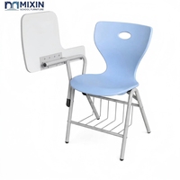 Chaise d'étudiant en plastique confortable avec cadre métallique, chaise d'école moderne légère pour salle de formation avec tablette d'écriture