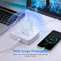 Hot Sales USB-Steckdosen leiste Flachste cker Verlängerung kabel mit 3 Steckdosen 3 USB-Anschlüsse Smart 2.1A 4ft Stromkabel Weiß für Universal