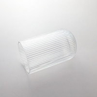 Gobelet en verre sodocalcique transparent côtelé YS 420 ml, base design, logo personnalisé, grande capacité, compatible lave-vaisselle et micro-ondes