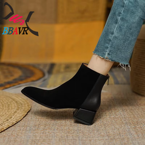 Botines Retro Esmerilados para Mujer, Novedad 2025 - Tacón Grueso de 4.5cm, Cremallera Trasera, Versátiles para Oficina y Uso Diario - Product Image 3