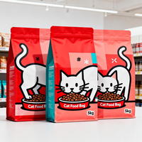 Sacs d'emballage personnalisés en plastique anti-humidité pour aliments pour animaux de compagnie, sachets refermables en Mylar à fond plat, impression hélio, qualité alimentaire pour lait et gelée pour chats