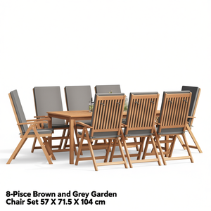 Set di sedie da giardino marroni e grigie da 8 pezzi, 57 x 71,5 x 104 cm, mobili da esterno pieghevoli - Product Image 1