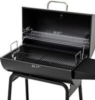 Barbecue au charbon de bois en acier de 30 pouces avec table latérale, barbecue d'extérieur avec 627 pouces carrés En. Barbecue noir