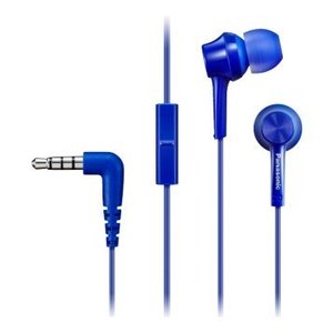 Écouteurs intra-auriculaires stéréo filaires bleus RP TCM115E avec microphone et connecteur 3,5 mm - Product Image 1