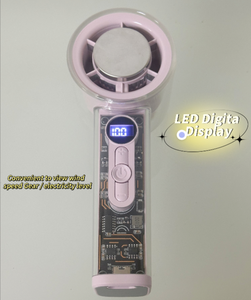 Cầm Tay Quạt Làm Mát Tốc Độ Cao Xách Tay Mini Không Khí Với 100 Bánh Răng Gió LED Hiển Thị Kỹ Thuật Số Trong Suốt Mecha Thiết Kế Có Thể Sạc Lại - Product Image 2