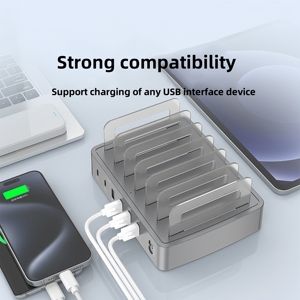 72W QC3.0 Multi-Port USB Charger PD Tablet Cell Phone Universal USB <b>C</b> Desktop Stand Smart <b>Charging</b> Station Fast Charger - Product Image 3