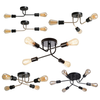 Plafonnier industriel en métal noir, Style rétro E27, luminaire décoratif de plafond, idéal pour un salon, une chambre à coucher ou une cuisine, facile à installer