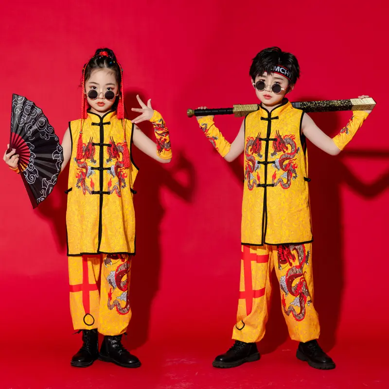 Six - Children's Chinese style costume Boy hop national suit Girl jazz dance performance handsome