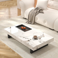 Table basse rectangulaire de style italien minimaliste moderne de luxe en marbre pour petits appartements, nouvelle forme spéciale