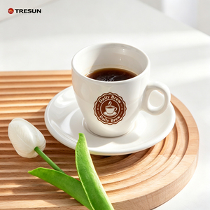 ชุดแก้วกาแฟเอสเพรสโซ่พร้อมจานรองเซรามิกพิมพ์โลโก้ได้ ดีไซน์ทันสมัยสไตล์ยุโรปอเมริกัน แก้วกาแฟขนาดเล็กสำหรับร้านกาแฟ - Product Image 3