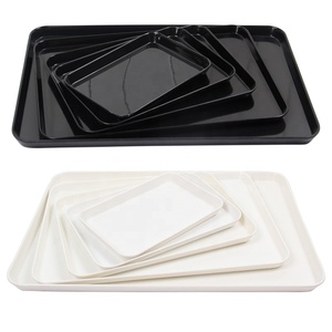 Beveled edge Food Serving Tray Stackable Plastic white Restaurant Black Camping Plastic Plates in Stock Melamine tray