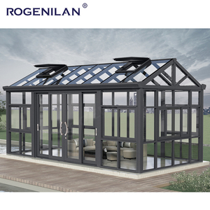 Véranda extérieure Rogenilan à double vitrage en verre trempé, jardin quatre saisons, structure en aluminium autoportante, vérandas inclinées - Product Image 2