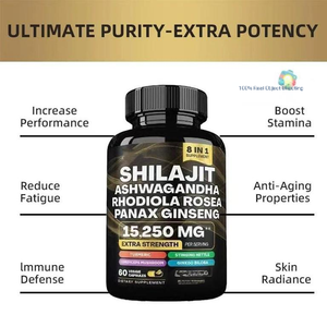 ShilajitエキスカプセルにAshwagandha <span class=keywords><strong>Rhodiola</strong></span> <span class=keywords><strong>Rosea</strong></span>人参サプリメント成人用適切なShilajitカプセルを供給