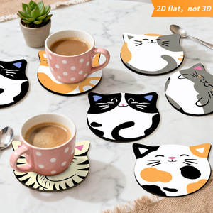 ที่รองแก้วไม้ลายแมวพร้อมลายพิมพ์สัตว์แสนสนุก - Product Image 5