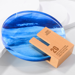 Medaglia trofeo con base in legno di cristallo personalizzato di alta qualità premio per <span class=keywords><strong>la</strong></span> fiera sportiva menzione d'onore trofeo UV stampa a colori - Product Image 4