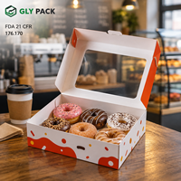 Boîte à donuts personnalisée avec fenêtre transparente, emballage en papier pour pâtisseries, desserts, à emporter et en cadeau