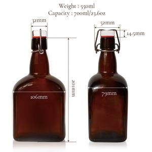 批发空700毫升啤酒瓶，用于家庭酿造和葡萄酒琥珀色玻璃啤酒瓶，带摇摆顶盖 - Product Image 5
