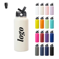 Bouteille d'eau isotherme en acier inoxydable à double paroi, à large ouverture, pour le sport, avec logo personnalisé, 18 oz et 32 oz