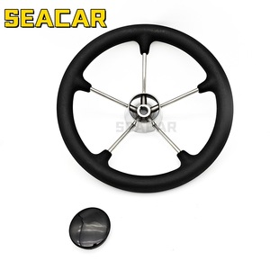 Volante Seacar de 13.5 Pulgadas, Acero Inoxidable, Espuma de PU Negra, 5 Radios, para Uso Marino en Embarcaciones - Product Image 2