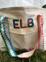 Sac fourre-tout en toile personnalisé à bord festonné, broderie d'initiales, résistant à l'eau, ouverture supérieure, cadeau pour demoiselle d'honneur, sac d'école pour enseignant